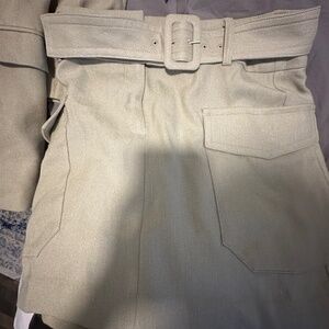 Belted Linen Blend Skirt